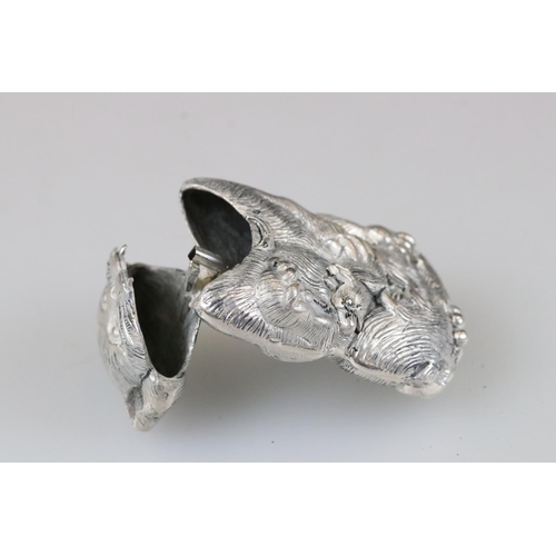 242 - Silver plated cat and rat vesta case