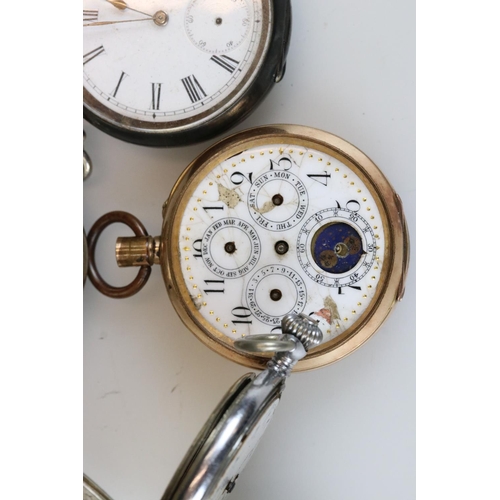 246 - Collection of vintage pocket watches, to include Omega, Zenith silver cased & French movement multi ... 