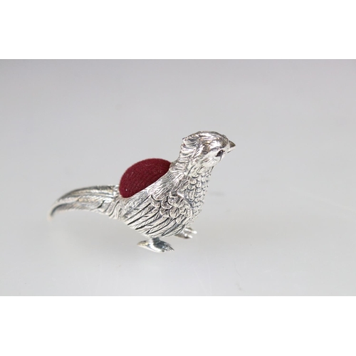 255 - Silver pheasant pincushion