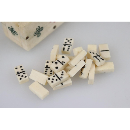 258 - 19th century Napoleonic prisoner of war bone manicure, together with a miniature domino set and port... 