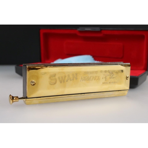 265 - A cased Swan chromatic 1248 harmonica.