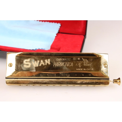 265 - A cased Swan chromatic 1248 harmonica.