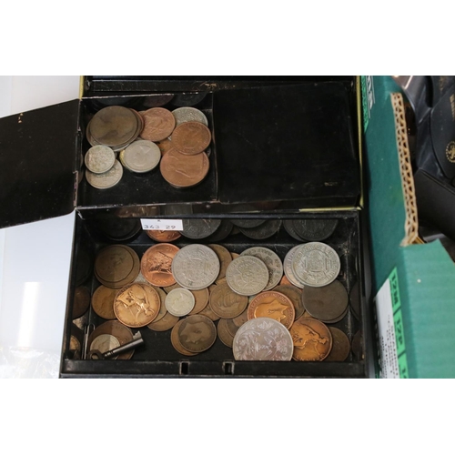 294 - A collection of mainly British pre decimal coins and commemorative coins to include some pre 1947 si... 