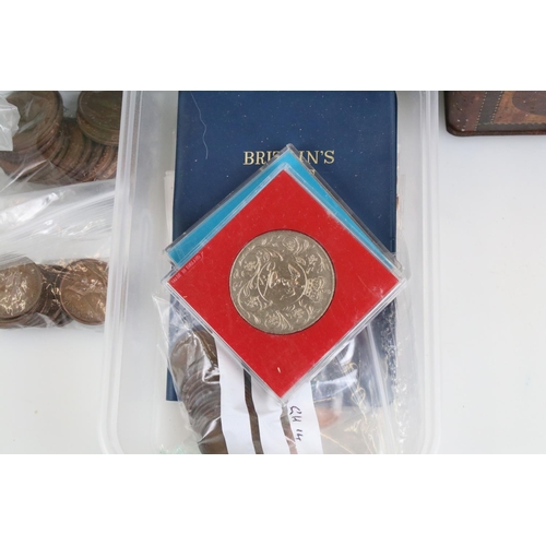 294 - A collection of mainly British pre decimal coins and commemorative coins to include some pre 1947 si... 