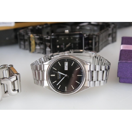 298 - A collection of ladies and gents wristwatches to include a gents Seiko SQ example.