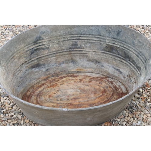 521 - Large Galvanised Wash Tub / Garden Planter, 89cm long x 32cm high