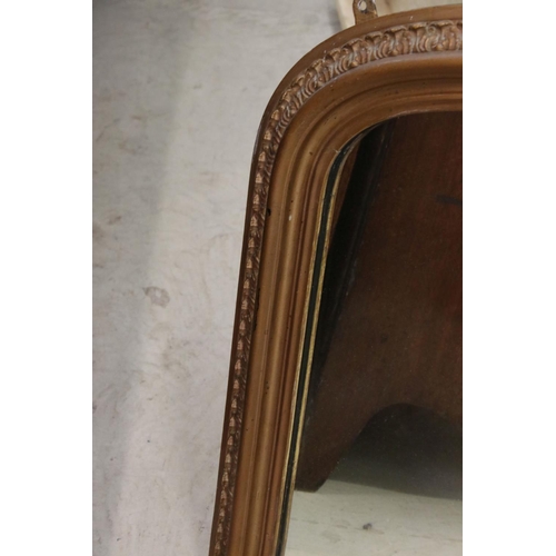 527 - 19th century Gilt Framed Domed Top Overmantle Mirror, 104cm wide x 68cm high