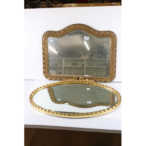 528 - Two 20th century Ornate Gilt Framed Mirrors including an oval mirror with ribbon detail 72cm x 48cm,... 