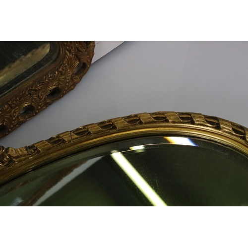 528 - Two 20th century Ornate Gilt Framed Mirrors including an oval mirror with ribbon detail 72cm x 48cm,... 