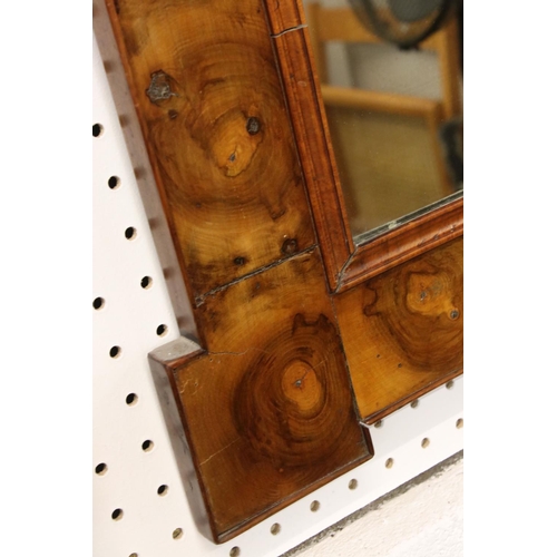 529 - 18th century Oyster Veneered Wall Mirror with later rectangular plate, 56cm x 67cm