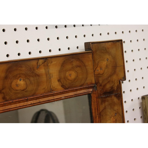 529 - 18th century Oyster Veneered Wall Mirror with later rectangular plate, 56cm x 67cm