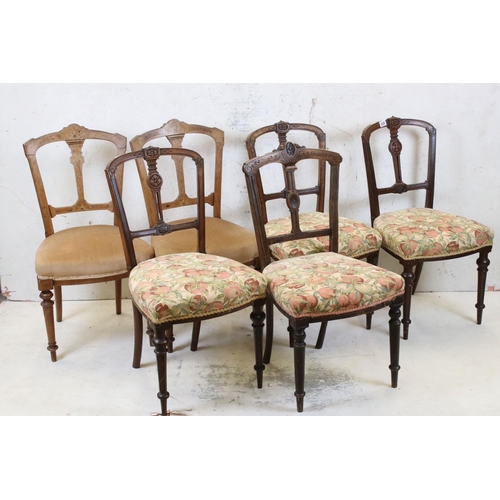 628 - Pair of Victorian Walnut Dining Chairs, another Pair of Victorian Dining Chairs plus Two further sim... 