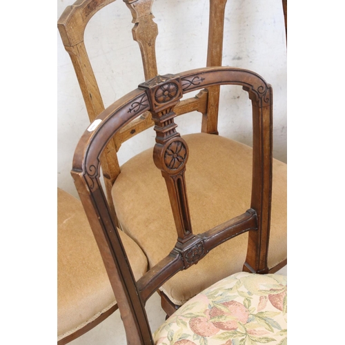 628 - Pair of Victorian Walnut Dining Chairs, another Pair of Victorian Dining Chairs plus Two further sim... 