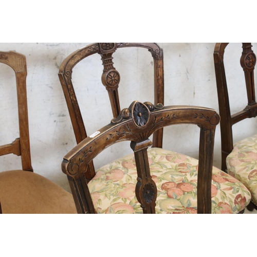 628 - Pair of Victorian Walnut Dining Chairs, another Pair of Victorian Dining Chairs plus Two further sim... 