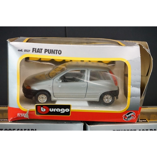 1100 - 13 Boxed Burago 1/24 diecast models to include 0116 Peugeot 205 Safari, 0121 Porsche 959, 0188 Alfa ... 