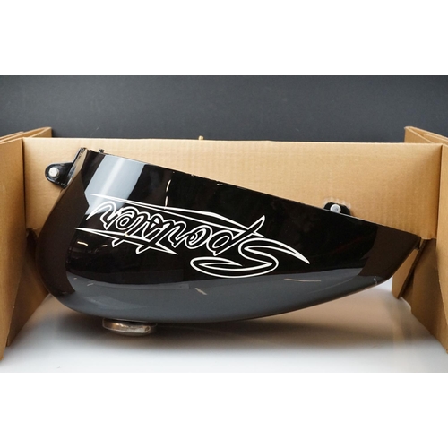 378A - A Harley Davidson Sportster petrol tank with Bettie Page decal