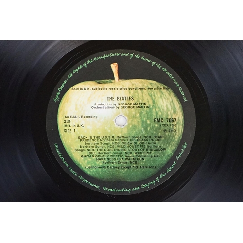 121 - Vinyl - 5 The Beatles LP's to include The White Album No. 0298065 top loader sleeve has tape repairs... 