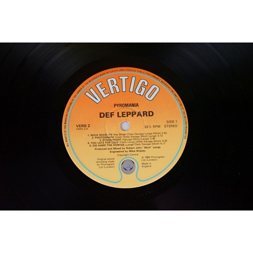 92 - Vinyl - 3 Def Leppard LP's to include On Through The Night (Vertigo 9102040) gold promo stamp to rea... 