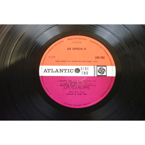 18 - Vinyl - Led Zeppelin Three LP on Atlantic 2401002 red & purple Atlantic label, no Peter Grant credit... 