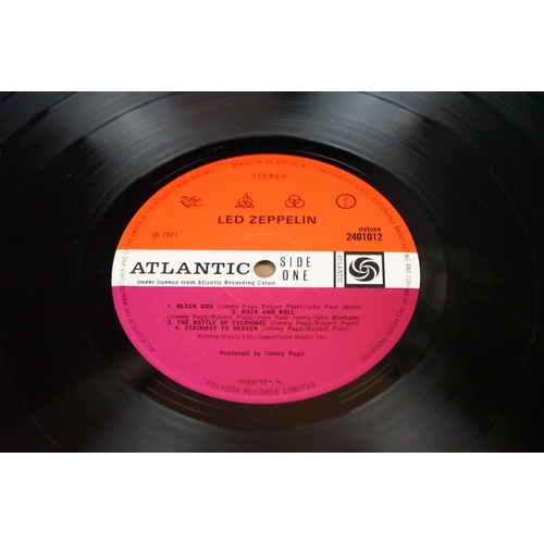 4 - Vinyl - Led Zeppelin IV original UK pressing on Atlantic Records 2401012.  Plum labels and inverted ... 