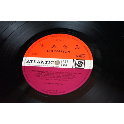 4 - Vinyl - Led Zeppelin IV original UK pressing on Atlantic Records 2401012.  Plum labels and inverted ... 