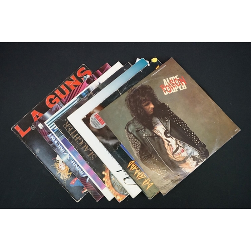 568 - Vinyl - Approx 75 mainly rock, metal, hair metal, thrash LP's to include LA Guns, Alice Cooper, AC/D... 