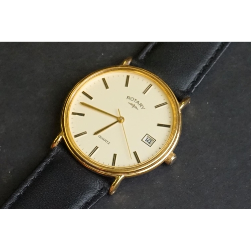 236 - A small collection of three gents watches to include Sekonda, Rotary and Fossil examples.