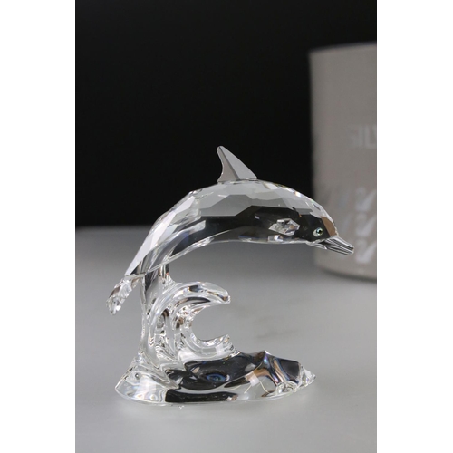 1 - Two Boxed Swarovski Crystal Animals including South Sea Dolphin on a Wave 7644 000 001 and Baby Love... 