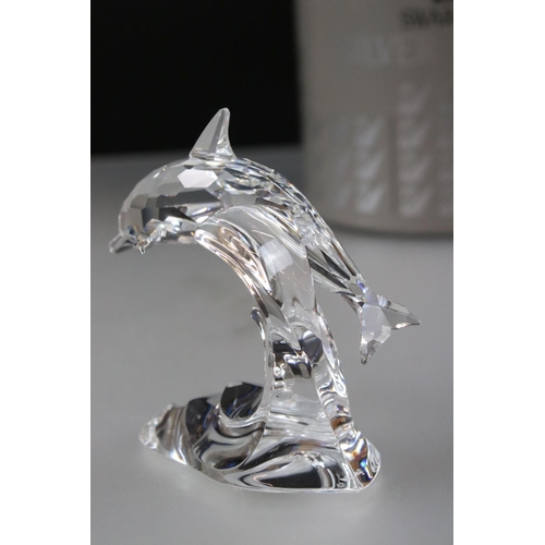1 - Two Boxed Swarovski Crystal Animals including South Sea Dolphin on a Wave 7644 000 001 and Baby Love... 