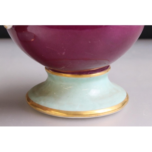 15 - Pair of Late 19th / Early 20th century Continental Porcelain Mantle Vases, each with a hand painted ... 