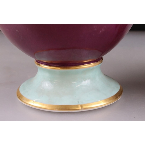 15 - Pair of Late 19th / Early 20th century Continental Porcelain Mantle Vases, each with a hand painted ... 