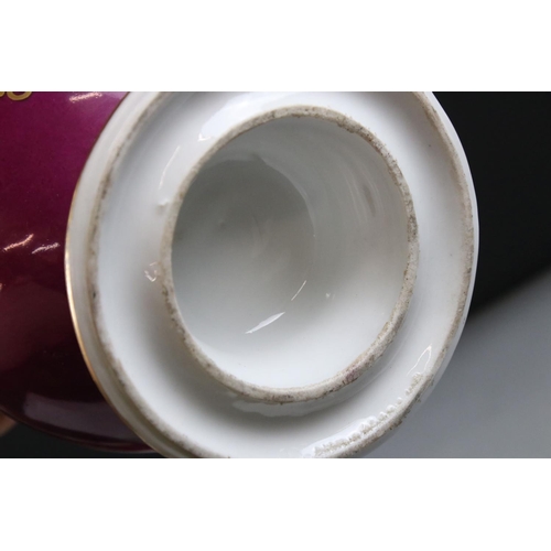 15 - Pair of Late 19th / Early 20th century Continental Porcelain Mantle Vases, each with a hand painted ... 