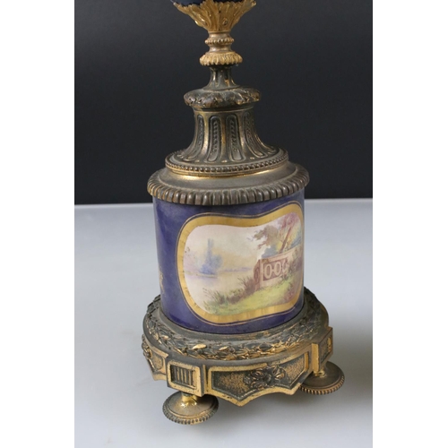 3 - Pair of 19th century Porcelain Urn Table Lamps in the Sevres style with gilt metal mounts, painted w... 