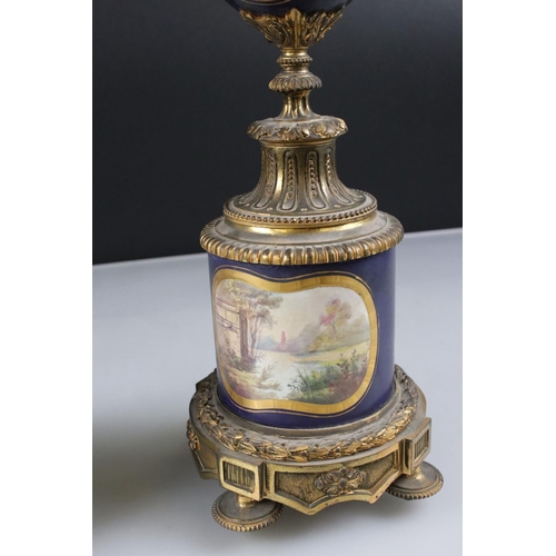 3 - Pair of 19th century Porcelain Urn Table Lamps in the Sevres style with gilt metal mounts, painted w... 