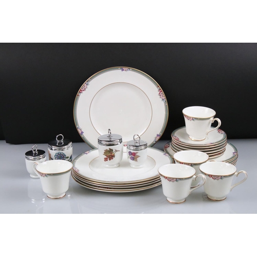 37 - Royal Doulton ' Orchard Hall ' Dinner and Tea ware comprising 5 tea cups, 6 saucers, 6 x 8
