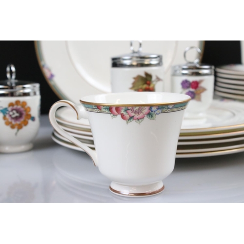 37 - Royal Doulton ' Orchard Hall ' Dinner and Tea ware comprising 5 tea cups, 6 saucers, 6 x 8