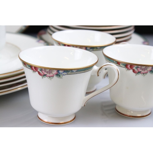 37 - Royal Doulton ' Orchard Hall ' Dinner and Tea ware comprising 5 tea cups, 6 saucers, 6 x 8