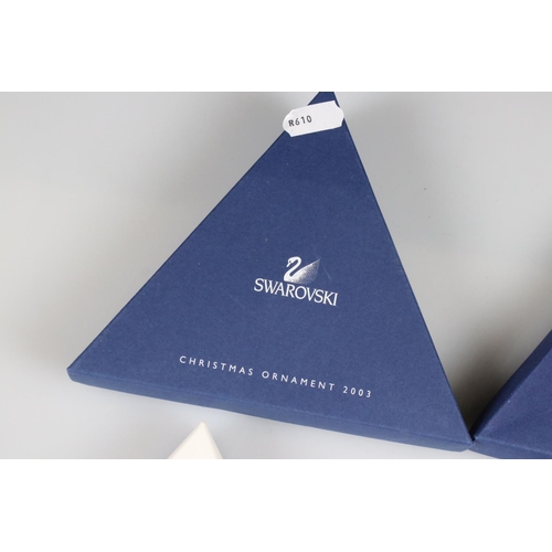 41a - Ten Boxed Swarovski Christmas / Holiday Ornaments comprising a continuous run from 1994 to 2003