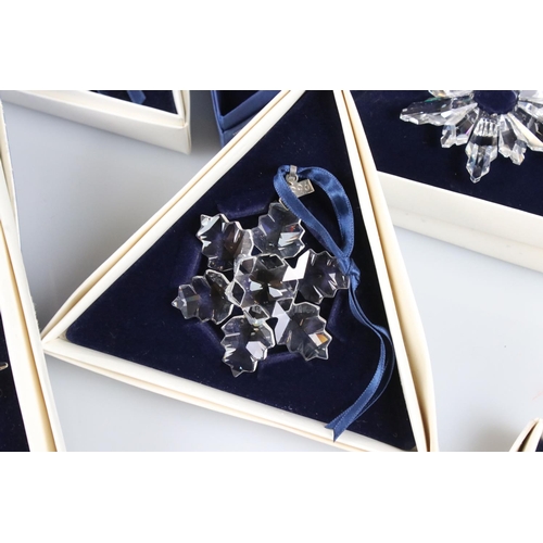 41a - Ten Boxed Swarovski Christmas / Holiday Ornaments comprising a continuous run from 1994 to 2003