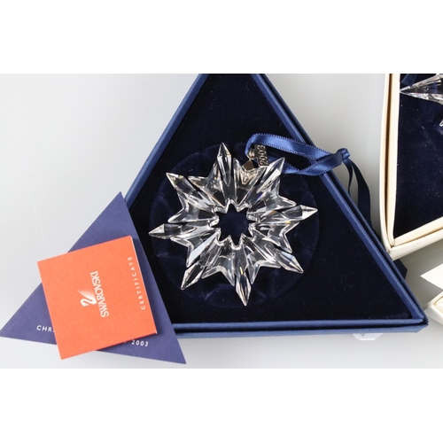 41a - Ten Boxed Swarovski Christmas / Holiday Ornaments comprising a continuous run from 1994 to 2003