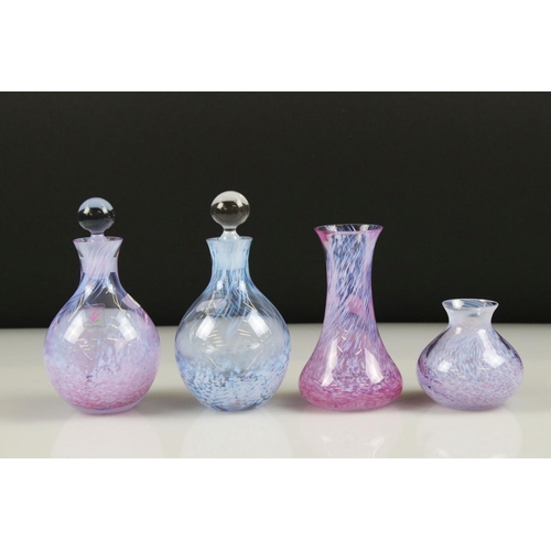 50 - Two Caithness Glass Perfume Bottles with Stoppers, 15cm high and Two Caithness Glass Vases