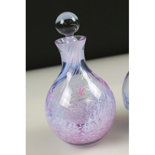 50 - Two Caithness Glass Perfume Bottles with Stoppers, 15cm high and Two Caithness Glass Vases