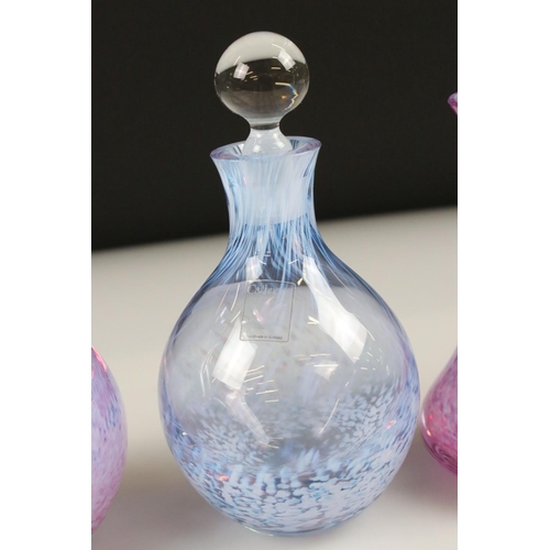 50 - Two Caithness Glass Perfume Bottles with Stoppers, 15cm high and Two Caithness Glass Vases