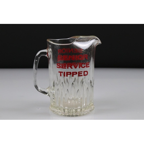 51 - Advertising - Glass Pub Water Jug marked ' Senior Service Tipped ', 18cm high