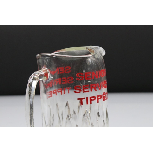 51 - Advertising - Glass Pub Water Jug marked ' Senior Service Tipped ', 18cm high