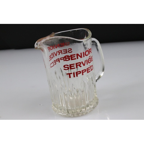 51 - Advertising - Glass Pub Water Jug marked ' Senior Service Tipped ', 18cm high