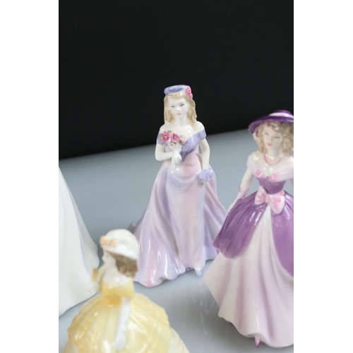 56 - Three Royal Doulton Figurines - HN3222, Ninette and Chloe, Five Coalport Figurines -  Chloe, Leanne,... 