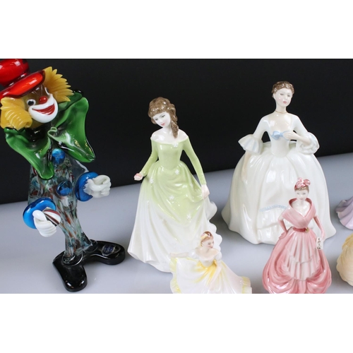 56 - Three Royal Doulton Figurines - HN3222, Ninette and Chloe, Five Coalport Figurines -  Chloe, Leanne,... 