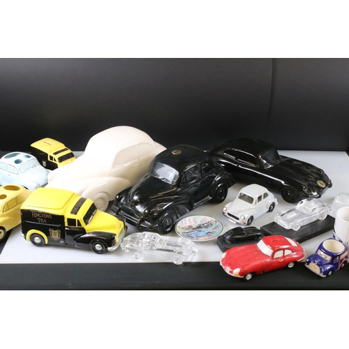 38 - Collection of approximately 14 Ceramic and Glass model Cars including Dartmouth, Ringtons Van Monexb... 
