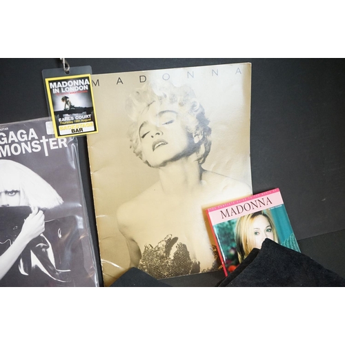 971 - Memorabilia - Collection of Madonna and Lady Gaga related items including tour laminates, scarves, b... 